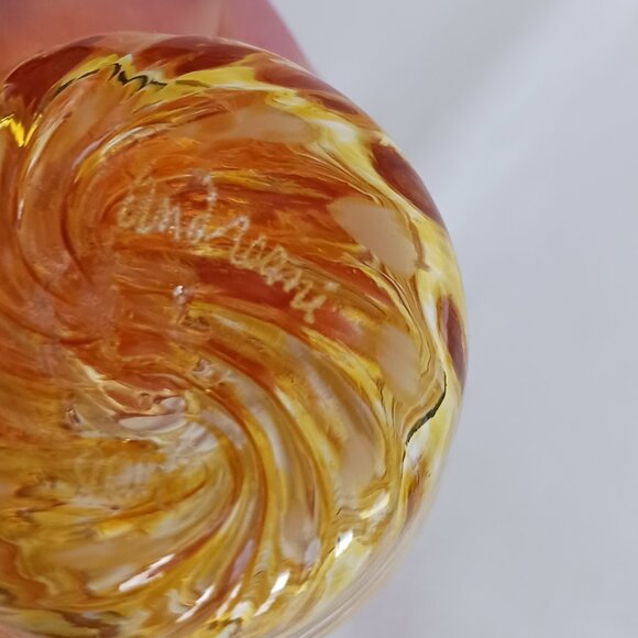 Vintage Studio Art Glass Signed Andreani Dated 2000 Spatter Swirl Mini Vase 3.5" - Picture 6 of 8